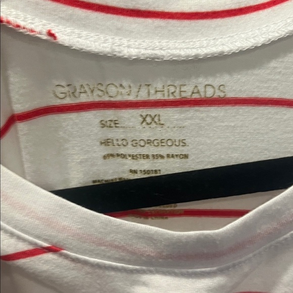 Grayson Threads White and Red Striped Muscle Tee - Picture 2 of 3